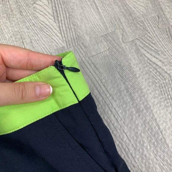Golfino Skort Womens 4 Black Neon Green Peekaboo Pleated Techno Stretch Side Zip - Picture 5 of 15